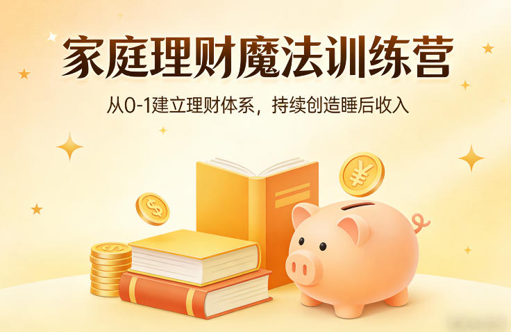 家庭理财魔法训练营，从0-1建立理财体系，持续创造睡后收入-惠声资源站