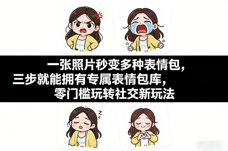 一张照片秒变多种表情包，三步就能拥有专属表情包库，零门槛玩转社交新玩法【文档】-惠声资源站