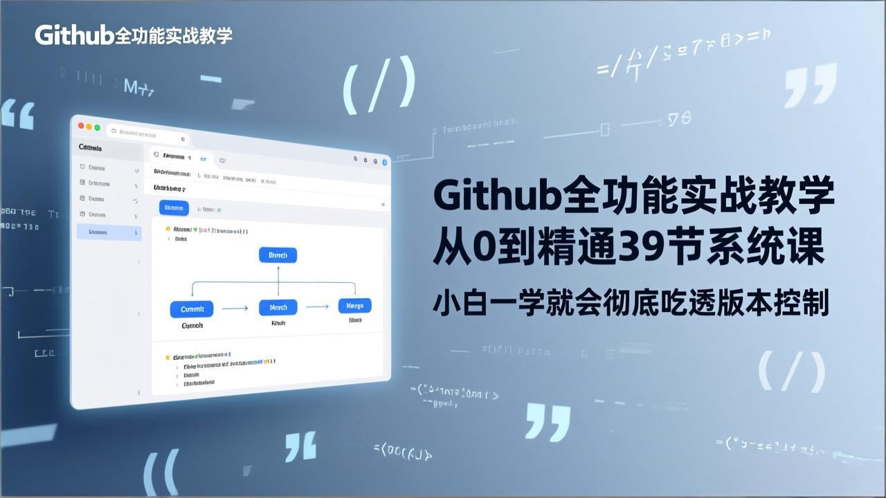 GitHub-全功能实战教学，从0到精通39节系统课，小白一学就会彻底吃透版本控制-惠声资源站