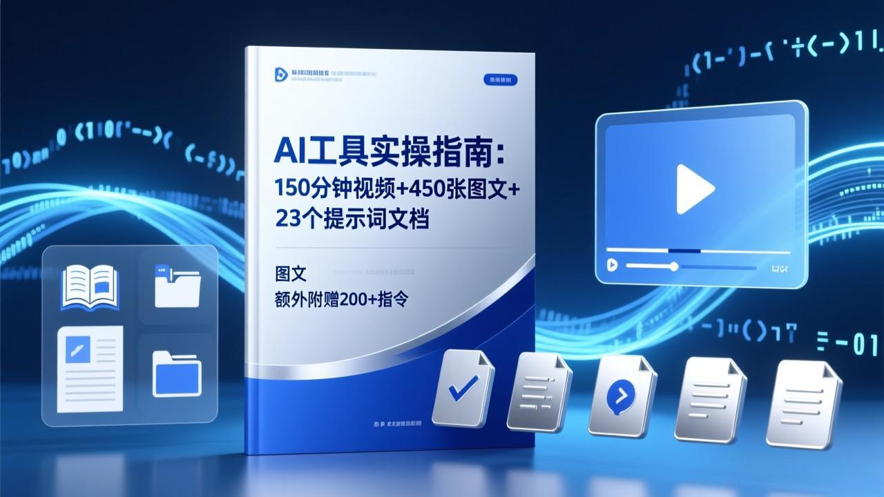 AI工具实操指南：150分钟视频+450张图文+23个提示词文档，额外附赠200+指令-惠声资源站
