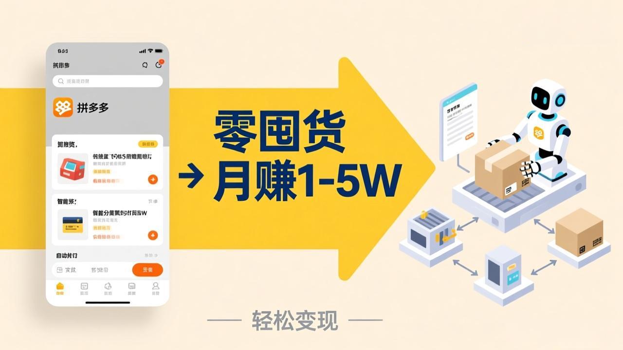不用囤货不用跑单！拼多多虚拟玩法，机器人管理发货和客服，帮你月赚 1-5W-惠声资源站