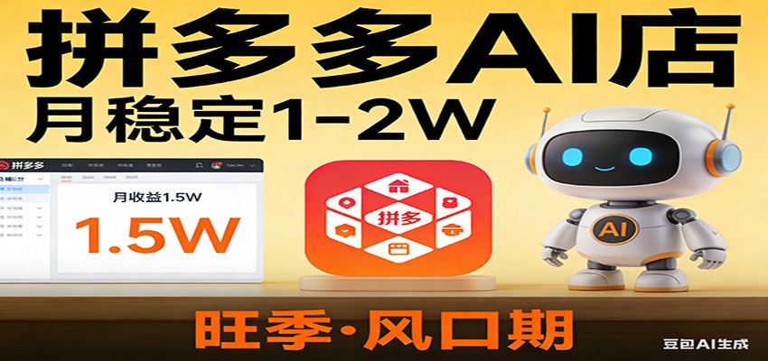 开一家拼多多AI店，月稳定1-2W，目前旺季，风口期！-惠声资源站