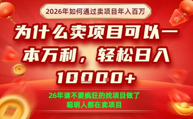 一单净利润1K+，26年想年入100个W，死磕卖项目就够了【揭秘】-惠声资源站