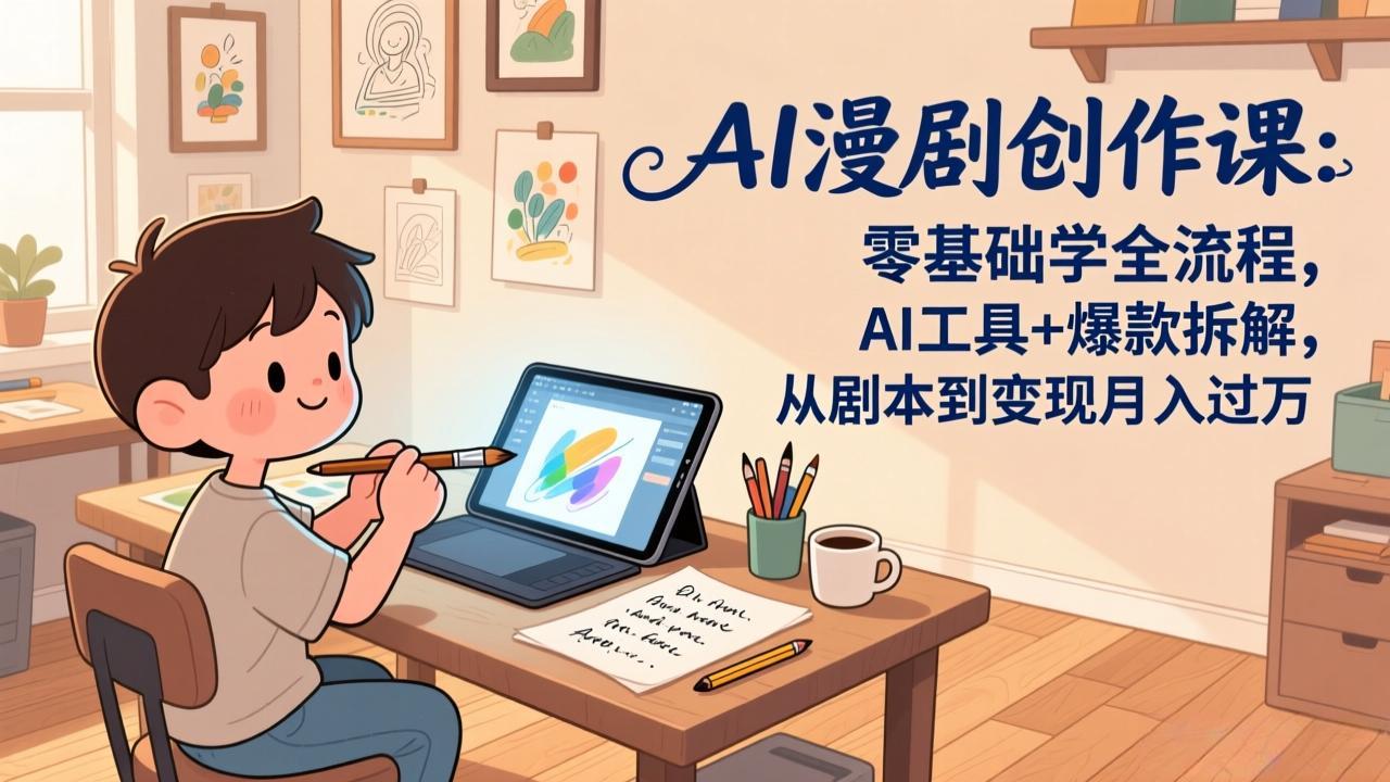 AI漫剧创作课：零基础学全流程，AI工具+爆款拆解，从剧本到变现月入过万-惠声资源站