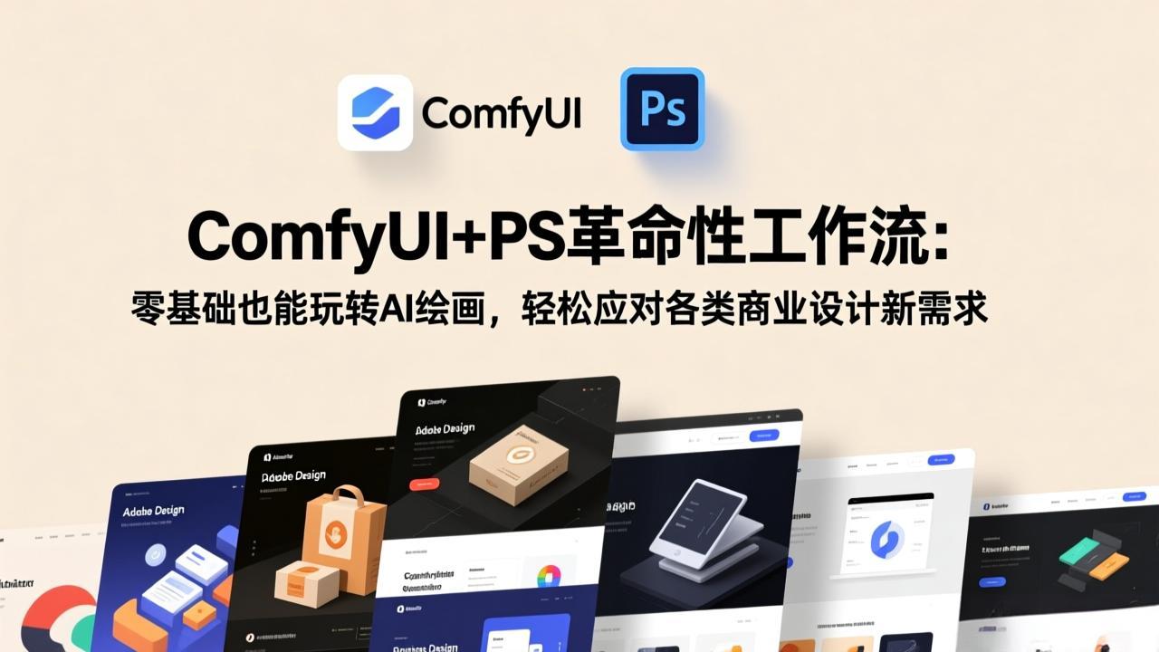 ComfyUI+PS革命性工作流：零基础也能玩转AI绘画，轻松应对各类商业设计新需求-惠声资源站