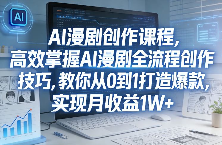 某社群AI漫剧创作课程，高效掌握AI漫剧全流程创作技巧，教你从0到1打造爆款，实现月收益1W+-惠声资源站