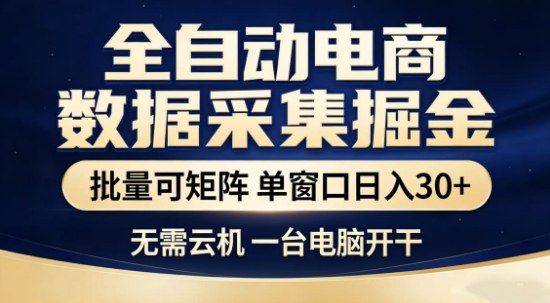 独家电商数据全自动采集项目，批量可矩阵，单窗口轻松日入3张+【揭秘】-惠声资源站