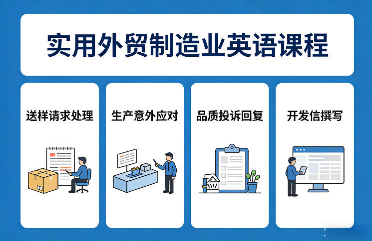 实用外贸制造业英语课程，教你专业处理送样请求、应对生产意外、回复品质投诉、撰写开发信等-惠声资源站