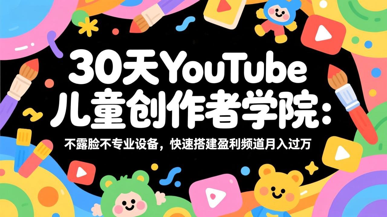 30天YouTube儿童创作者学院：不露脸不专业设备，快速搭建盈利频道月入过万-惠声资源站