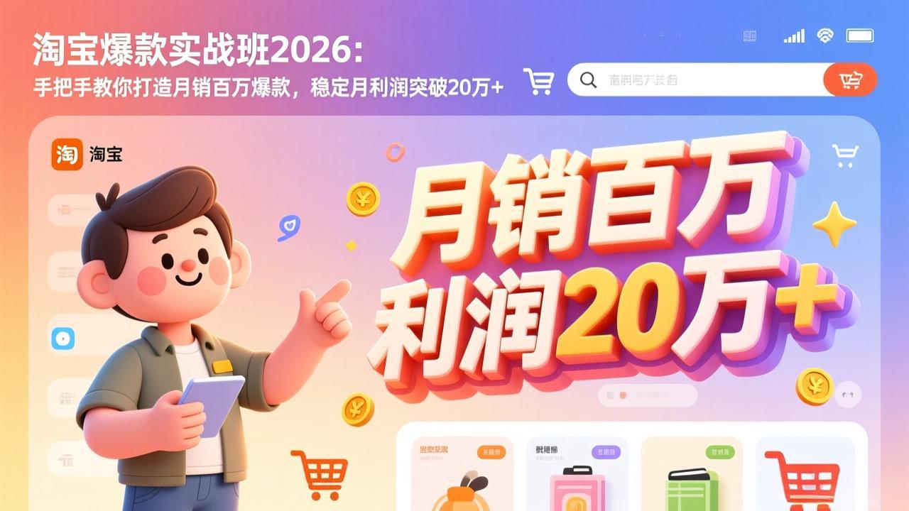淘宝爆款实战班-2026年3月更新：手把手教你打造月销百万爆款，稳定月利润突破20万+-惠声资源站