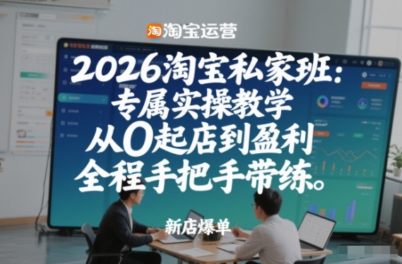 2026淘宝私家班：专属实操教学，从0起店到盈利，全程手把手带练(更新26年3月)-惠声资源站