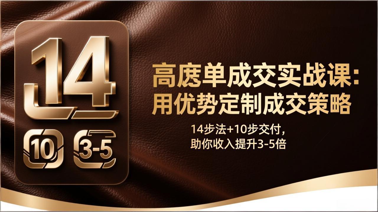 高客单成交实战课：用优势定制成交策略，14步法+10步交付，助你收入提升3-5倍-惠声资源站