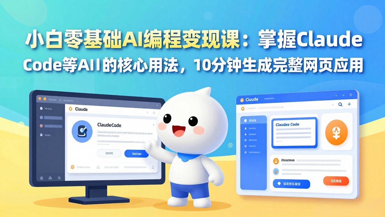 小白零基础AI编程变现课：掌握Claude Code等AI工具的核心用法，10分钟生成完整网页应用-惠声资源站