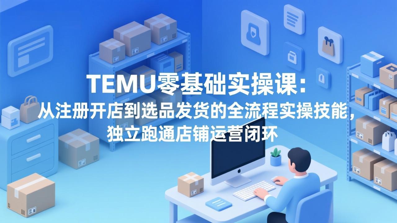 TEMU零基础实操课：从注册开店到选品发货的全流程实操技能，独立跑通店铺运营闭环-惠声资源站