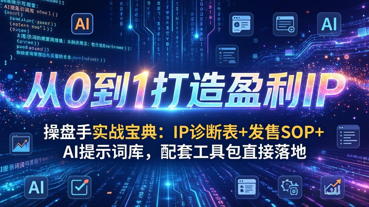 操盘手实战宝典：IP诊断表+发售SOP+AI提示词库，配套工具包直接落地，从0到1打造盈利IP-惠声资源站
