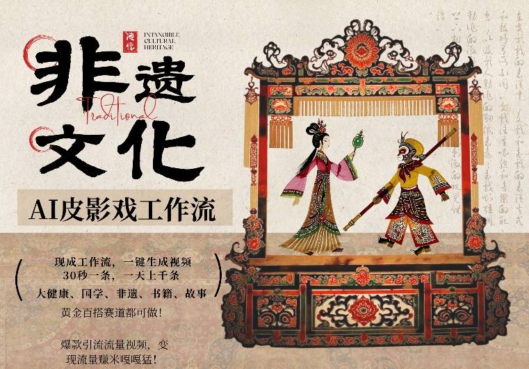 AI一键生成民俗文化非遗皮影戏视频，一刀不剪无需剪辑，30S一条，一天上百条，流量财富嘎嘎猛-惠声资源站