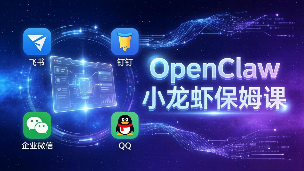 OpenClaw小龙虾保姆课： Windows/macOS/Linux/Docker全系统安装，飞书+钉钉+企业微信+QQ 全接入-惠声资源站