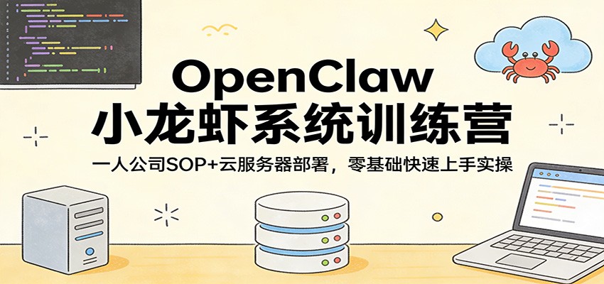OpenClaw小龙虾系统训练营：一人公司SOP，云服务器部署，零基础快速上手实操-惠声资源站