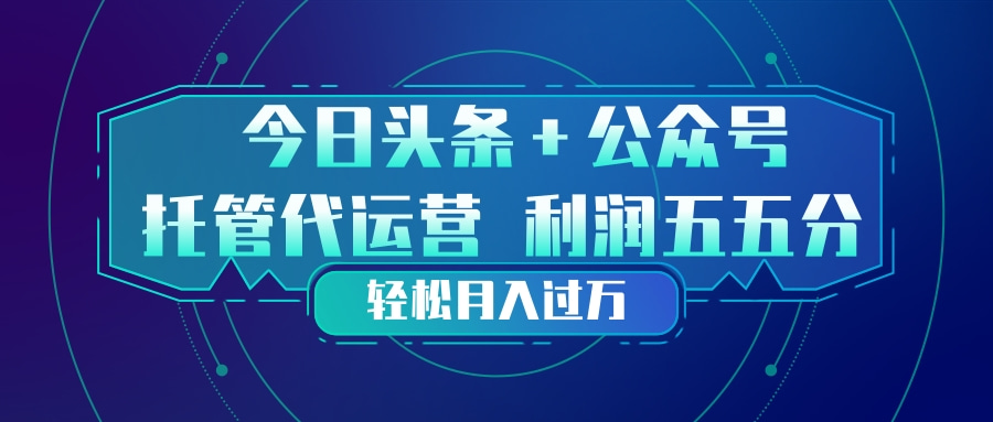 头条加公众号 托管代运营 利润分成模式 轻松月入过万-惠声资源站