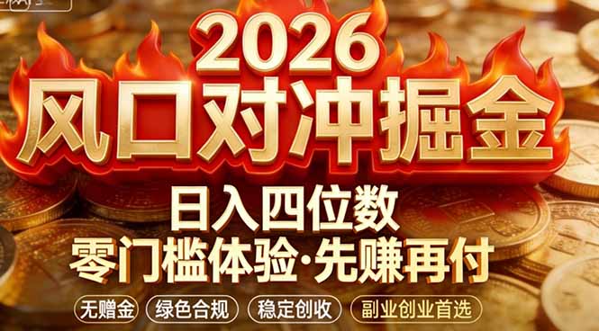 2026美金对冲套利，无赠金对冲策略保驾护航，低门槛易上手实操。单人单日收益2000+-惠声资源站