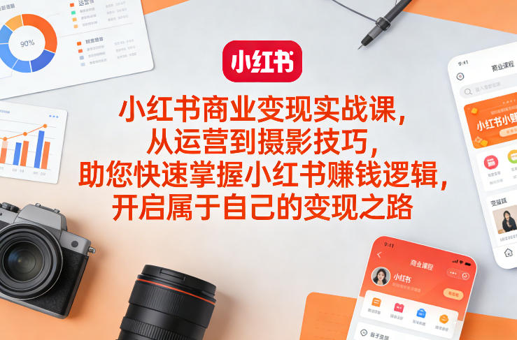 小红书商业变现实战课，从运营到摄影技巧，助您快速掌握小红书賺钱逻辑，开启属于自己的变现之路-惠声资源站