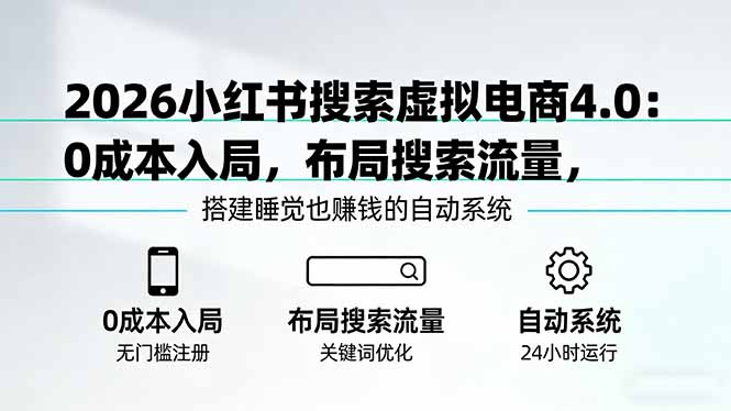 2026小红书搜索虚拟电商4.0：0成本入局，布局搜索流量，搭建睡觉也赚钱的自动系统-惠声资源站