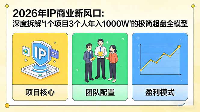 2026年IP商业新风口：深度拆解“1个项目3个人年入1000W”的极简超盘全模型-惠声资源站