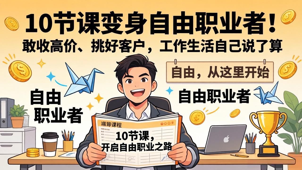 10 节课变身自由职业者！敢收高价、挑好客户，工作生活自己说了算-惠声资源站