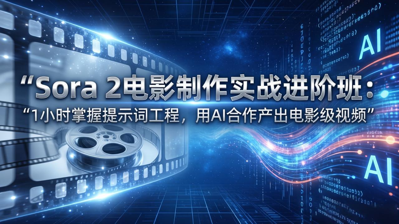 Sora 2电影制作实战进阶班：1小时掌握提示词工程，用AI合作产出电影级视频-惠声资源站