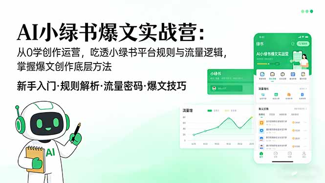 AI 小绿书爆文实战营：从0学创作运营，吃透小绿书平台规则与流量逻辑，掌握爆文创作底层方法-惠声资源站