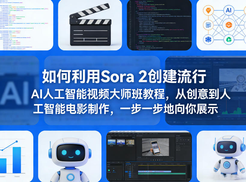 如何利用Sora 2创建流行AI人工智能视频大师班教程，从创意到人工智能电影制作，一步一步地向你展示-惠声资源站