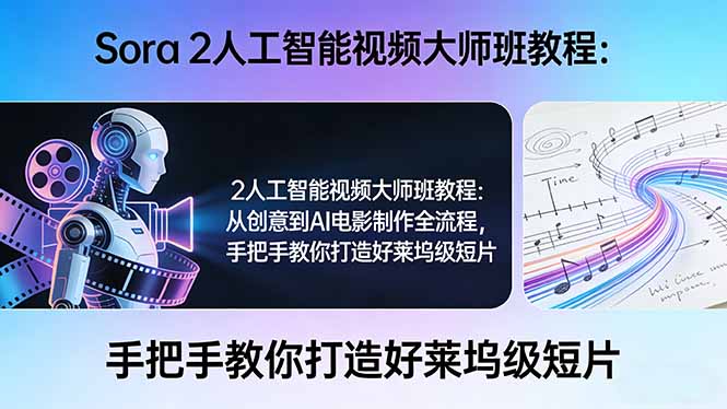 Sora 2人工智能视频大师班教程：从创意到AI电影制作全流程，手把手教你打造好莱坞级短片-惠声资源站
