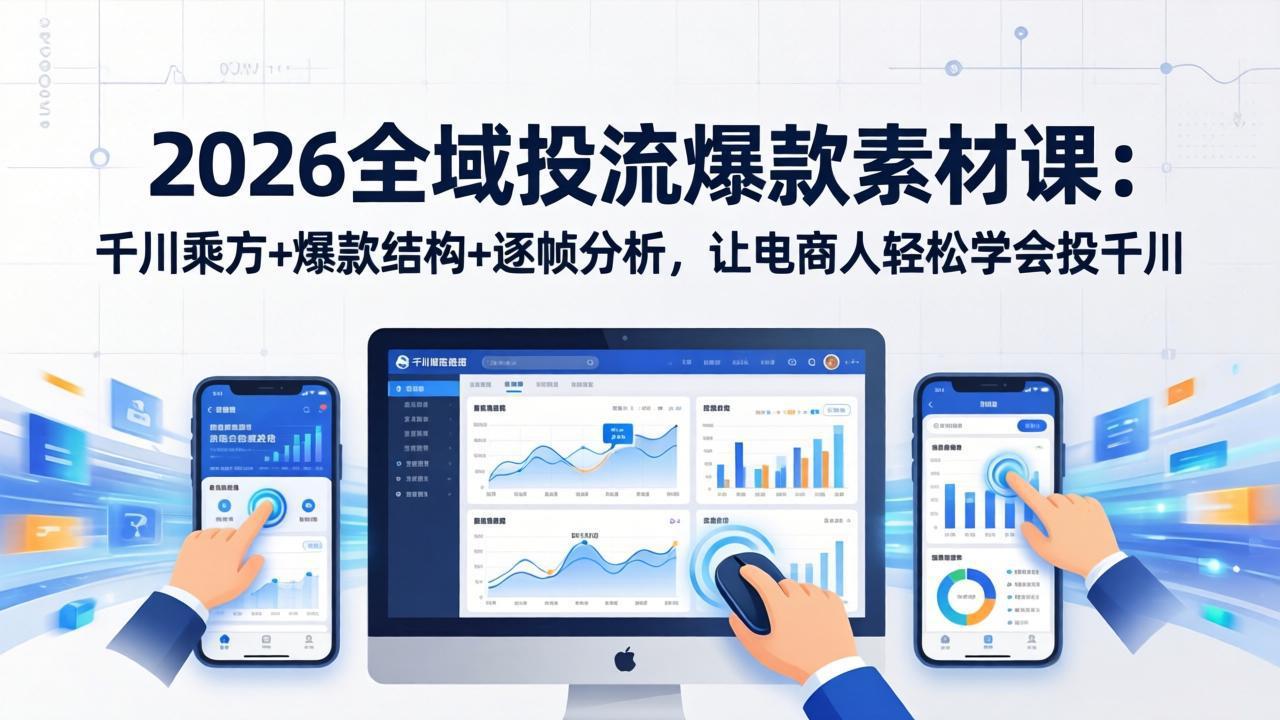2026全域投流爆款素材课：千川乘方+爆款结构+逐帧分析，让电商人轻松学会投千川-惠声资源站