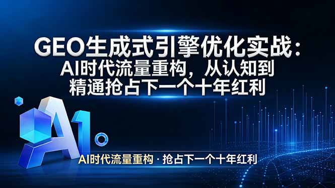 GEO 生成式引擎优化实战：AI时代流量重构，从认知到精通抢占下一个十年红利-惠声资源站