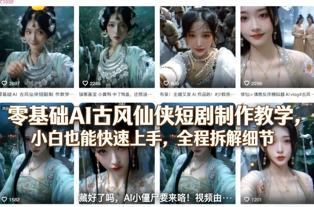 零基础AI古风仙侠短剧制作教学，小白也能快速上手，全程拆解细节-惠声资源站