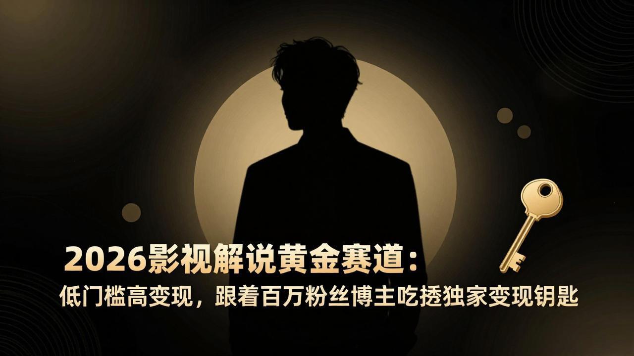 2026影视解说黄金赛道：低门槛高变现，跟着百万粉丝博主吃透独家变现钥匙-惠声资源站