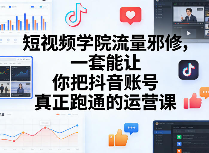 短视频学院流量邪修，一套能让你把抖音账号真正跑通的运营课-惠声资源站