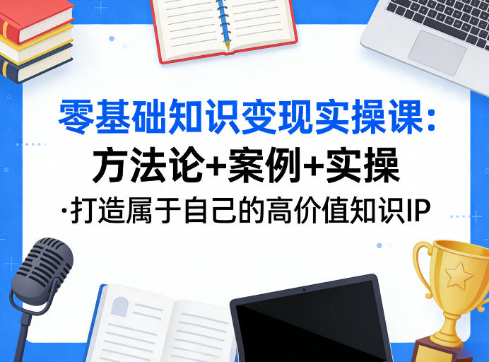 零基础知识变现实操课，方法论+案例+实操，打造属于自己的高价值知识IP-惠声资源站