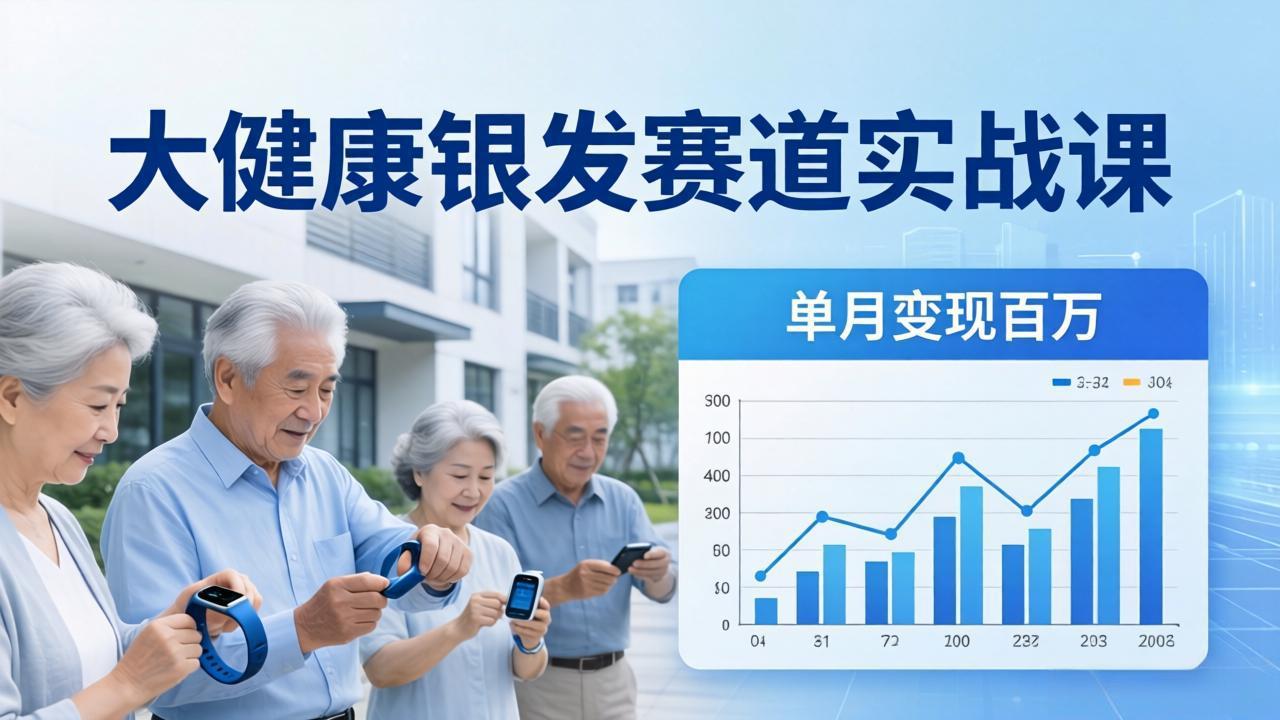 大健康银发赛道实战课：拆解视频号线索型 IP 单月变现百万逻辑，教你精准获客高效变现-惠声资源站