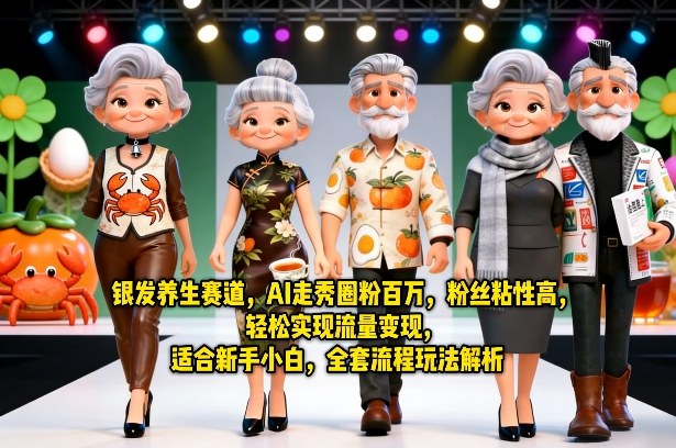 银发养生赛道，AI走秀圈粉百万，粉丝粘性高，轻松实现流量变现，适合新手小白，全套流程玩法解析-惠声资源站