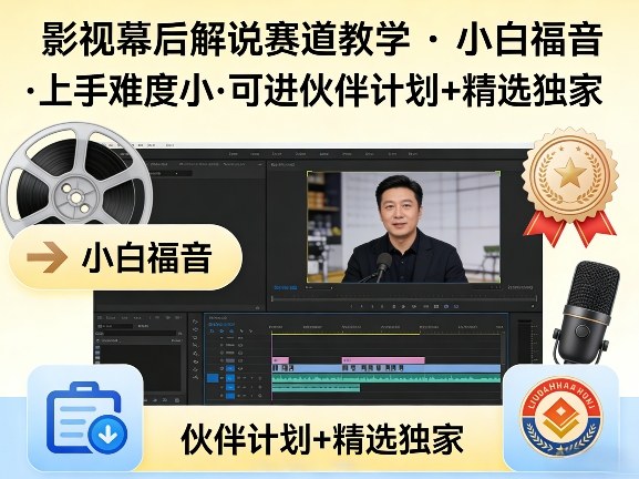 某大佬的影视幕后解说赛道教学，小白福音，上手难度小，可进伙伴计划+精选独家-惠声资源站