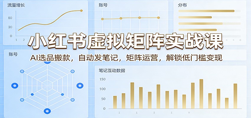 小红书虚拟矩阵实战课：AI选品搬款，自动发笔记，矩阵运营，解锁低门槛变现-惠声资源站
