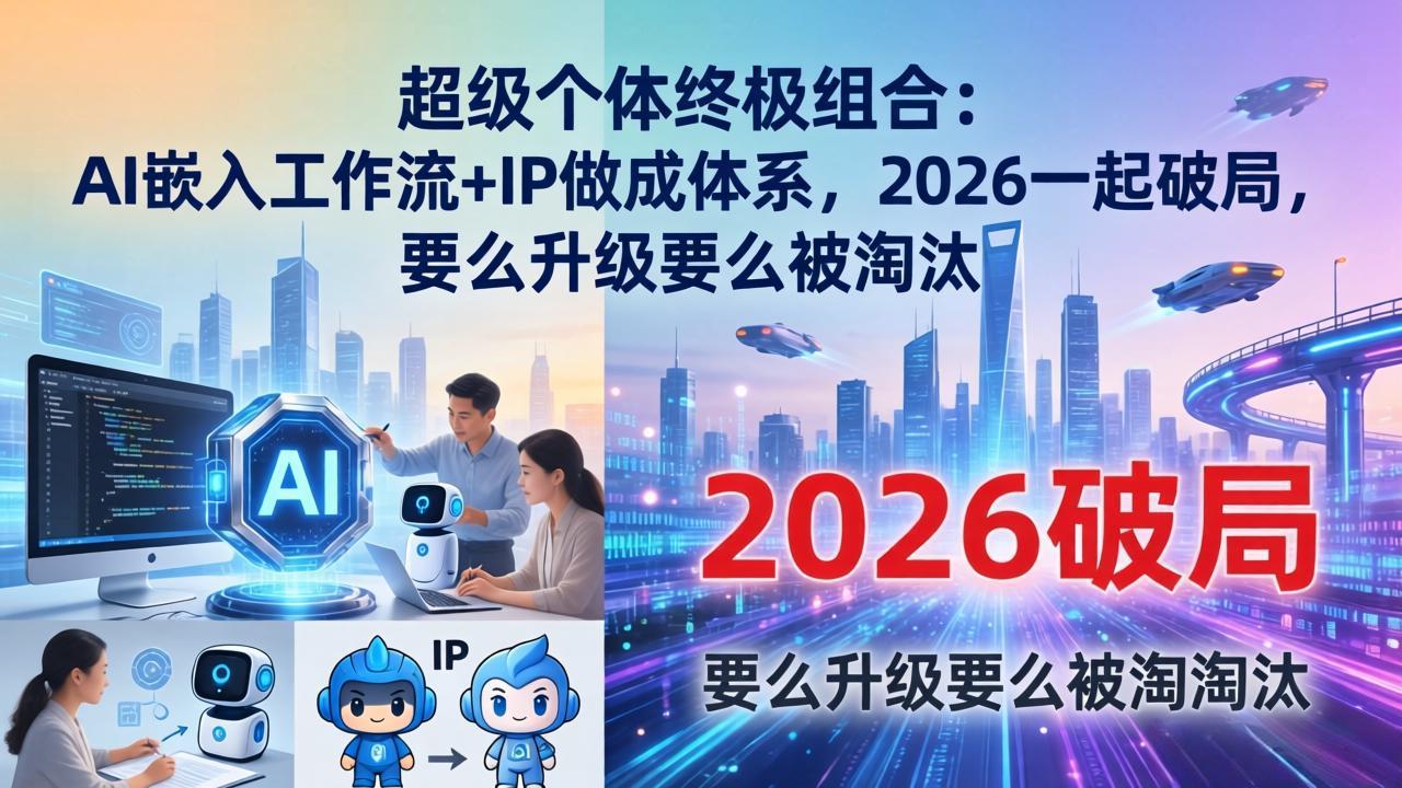 超级个体终极组合：AI嵌入工作流+IP做成体系，2026一起破局，要么升级要么被淘汰-惠声资源站