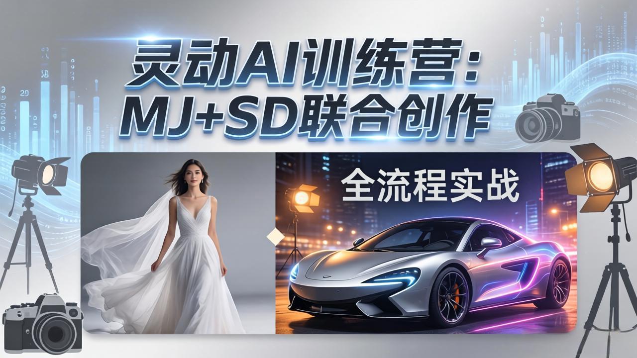 灵动AI训练营-3.0课程：MJ+SD联合创作，从婚纱大片到汽车广告，摄影后期全流程实战-惠声资源站