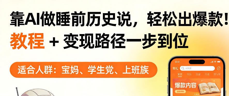 靠AI做睡前历史解说，轻松出爆款！教程+变现路径一步到位，单个视频收益1K+【揭秘】-惠声资源站