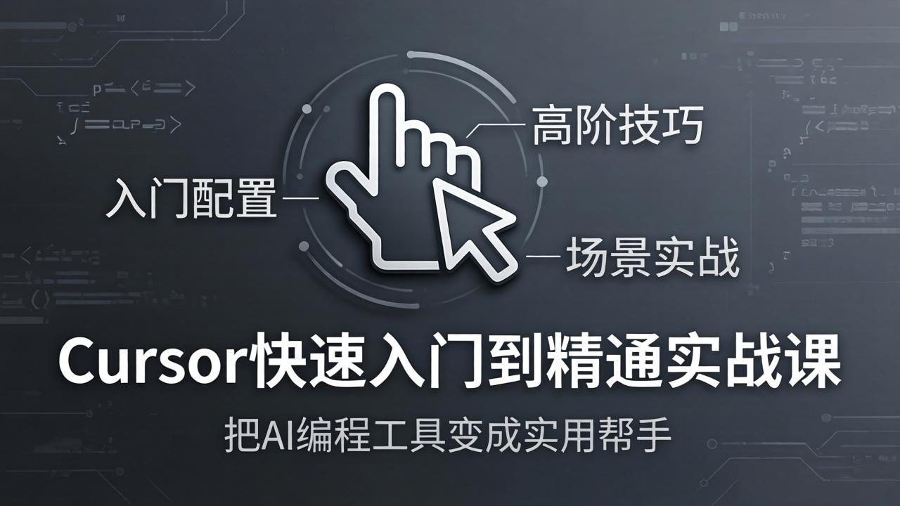 Cursor快速入门到精通实战课：入门配置+高阶技巧+场景实战，把AI编程工具变成实用帮手-惠声资源站