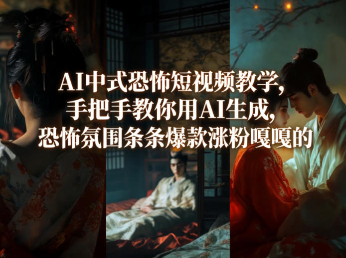 AI中式恐怖短视频教学，手把手教你用AI生成，恐怖氛围条条爆款涨粉嘎嘎的-惠声资源站