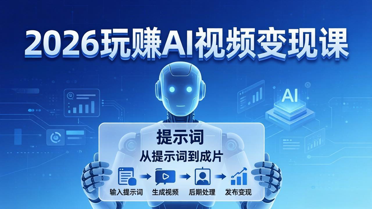 2026玩赚AI视频变现课：掌握 AI 视频全流程技能，从提示词到成片高效产出-惠声资源站