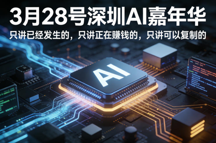 3月28号深圳AI嘉年华，只讲已经发生的，只讲正在賺钱的，只讲可以复制的-惠声资源站