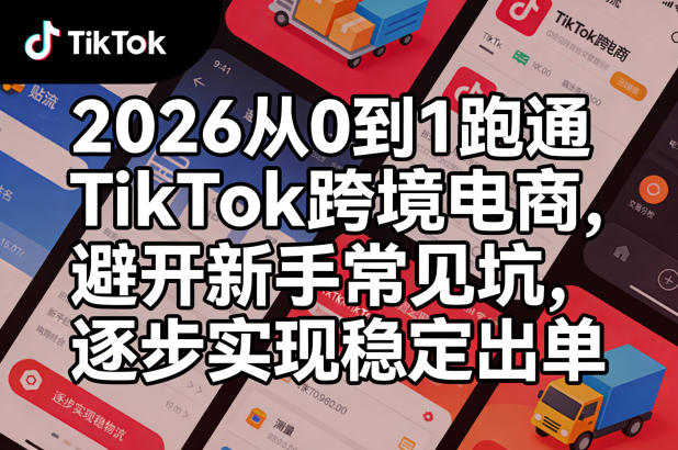 2026从0到1跑通TikTok跨境电商，避开新手常见坑，逐步实现稳定出单-惠声资源站